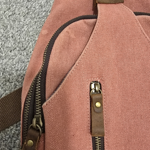 KL928 Canvas Crossbody Slingbag Rust Red Chunky Hardware Travel Vacation Outdoor - Picture 9 of 9